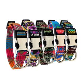 Dog Print Adjustable Collar; suitable For Large & Small Dogs (Color: Royal Blue, Size: M)
