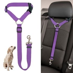 Solid Color 2 In 1 Pet Car Seat Belt Nylon Lead Leash Backseat Safety Belt (Color: Red)