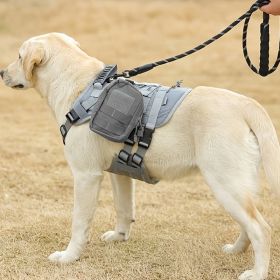 Universal Outdoor Dog Harness With Pet Leash And Snap Shackle Hitched Loop For Dogs (Color: Grey, Size: M)