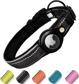 Reflective AirTag Dog Collar (Color: Orange, Size: XL (Neck 19-22"))