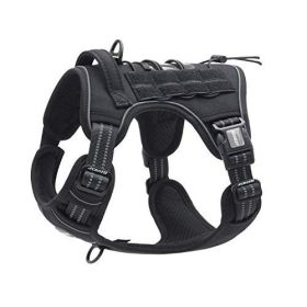 Tactical Dog Harness for Small Medium Dogs No Pull Adjustable Pet Harness Reflective K9 Working Training Easy Control Pet Vest Military Service D (Color: Army yellow, Size: XL(Neck)
