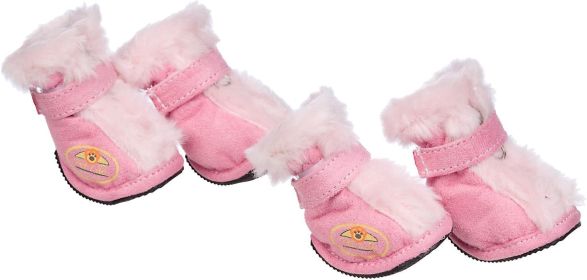 Fashion Plush Premium Fur-Comfort Suede Supportive Pet Shoes (Size: small)