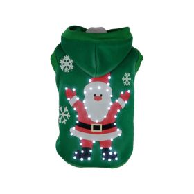 Pet Life LED Lighting Hands-Up-Santa Hooded Sweater (Size: Small - (FBP2GNSM))