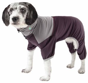Pet Life Active 'Embarker' Heathered Performance 4-Way Stretch Two-Toned Full Body Warm Up (Color: Brown, Size: large)