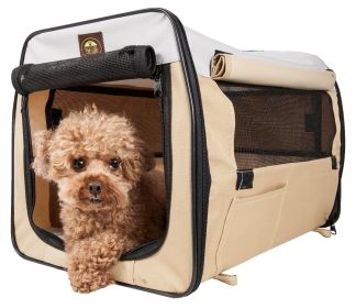 Folding Zippered Lightweight Easy Folding Pet Crate (Size: large)