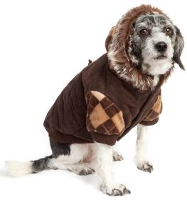 Designer Patterned Suede Argyle Sweater Pet Jacket (Size: small)