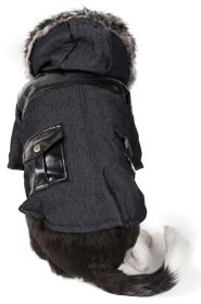 Ruff-Choppered Denim Fashioned Wool Pet Coat (Size: small)