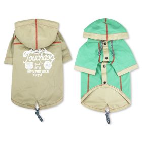 Touchdog 'Cloudburst' Waterproof Reversible Dog Raincoat (Color: Khaki, Size: small)