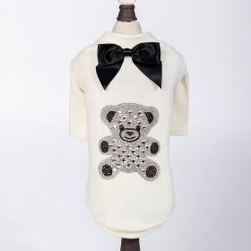 Teddy Bow Tee Dog Tee (Color: Ivory, Size: XXS)